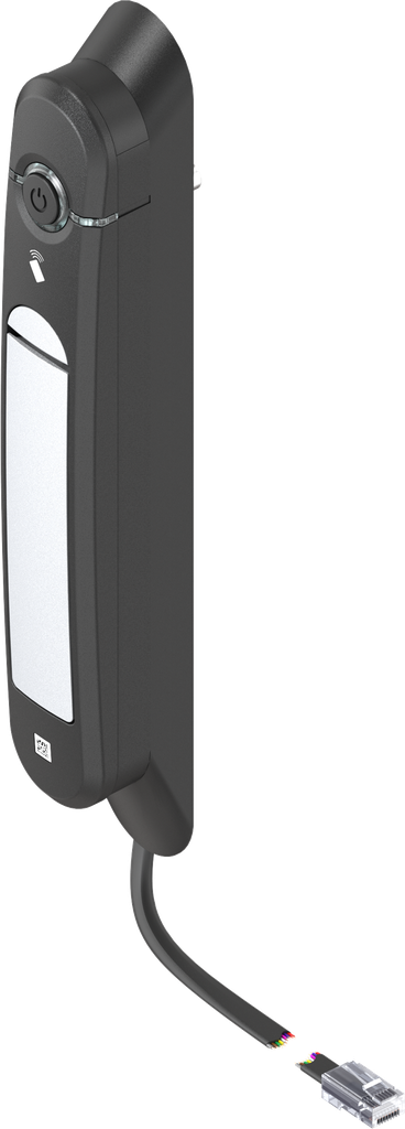 Schwenkgriff Agent E Wired mit RFID Kartenleser 13,56 MHz, GD-Zn weißaluminium gepulvert und Polyamid GF schwarz