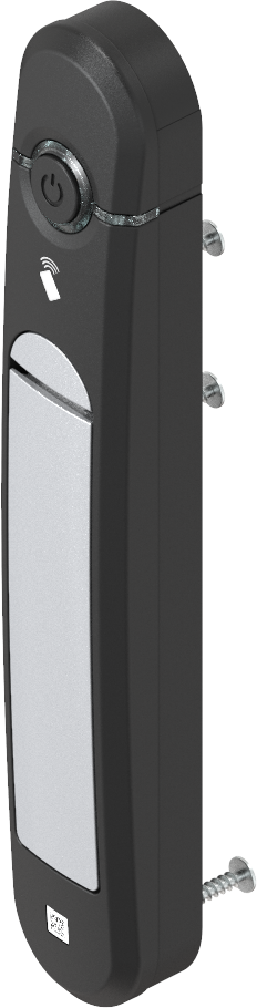 Maniglia girevole Agent E wireless con lettore di schede RFID a 13,56 kHz, zama alluminio brillante verniciato a polvere e poliammide GF nero