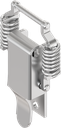 fermeture à genouillère à ressorts pour compenser les tolérances, non cadenassable, percée, inox AISI 304