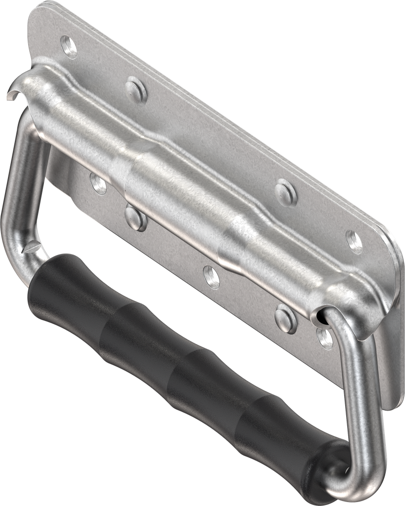 Chest handle with piano wire torsion spring, Steel zinc-plated DS plus top coat