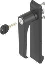 capotage avec poignée bec de cane clé différente, polyamide noir et zamak époxy noir