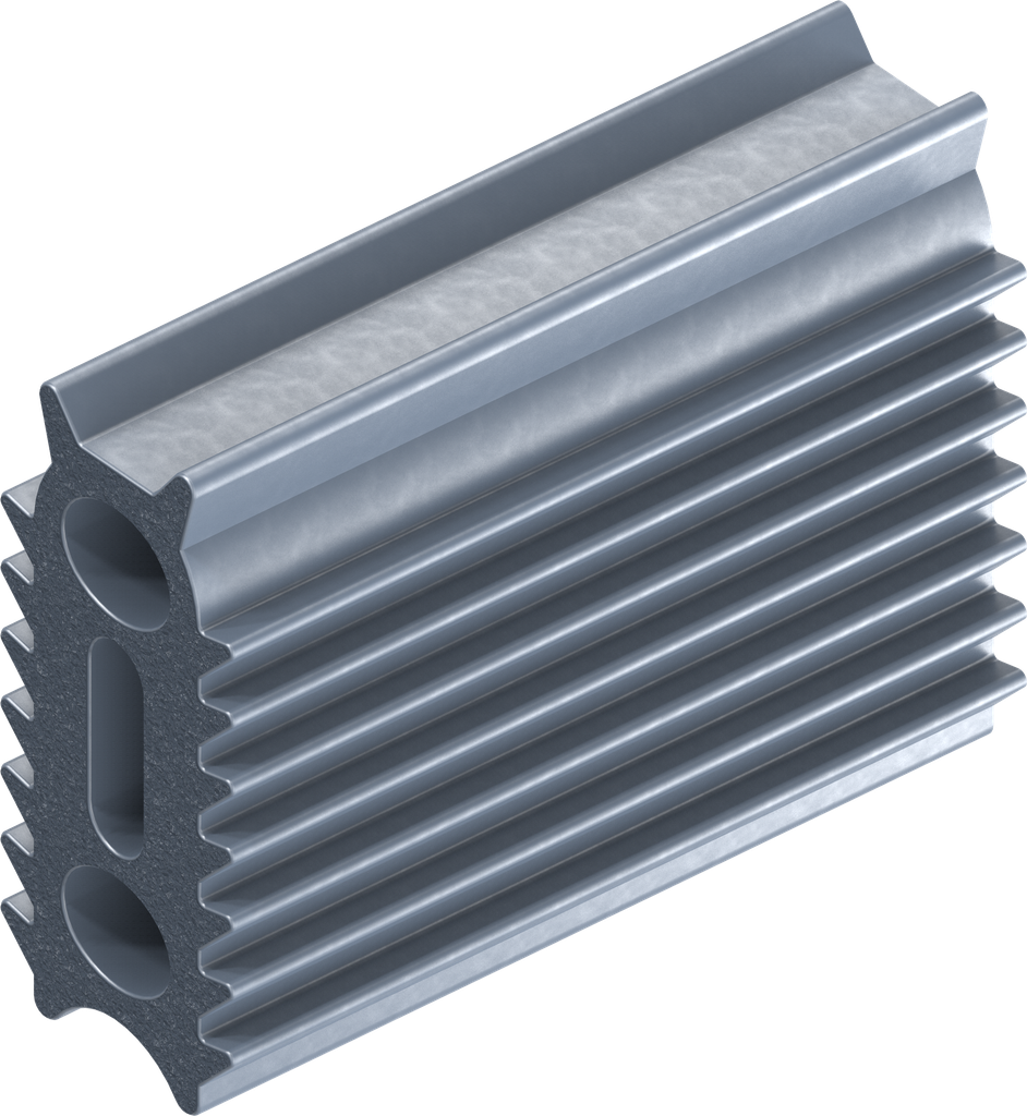 Vierlippenprofil aus Brandschutzmaterial, Siliconvollmaterial 50 ± 5 Shore A blauschwarz