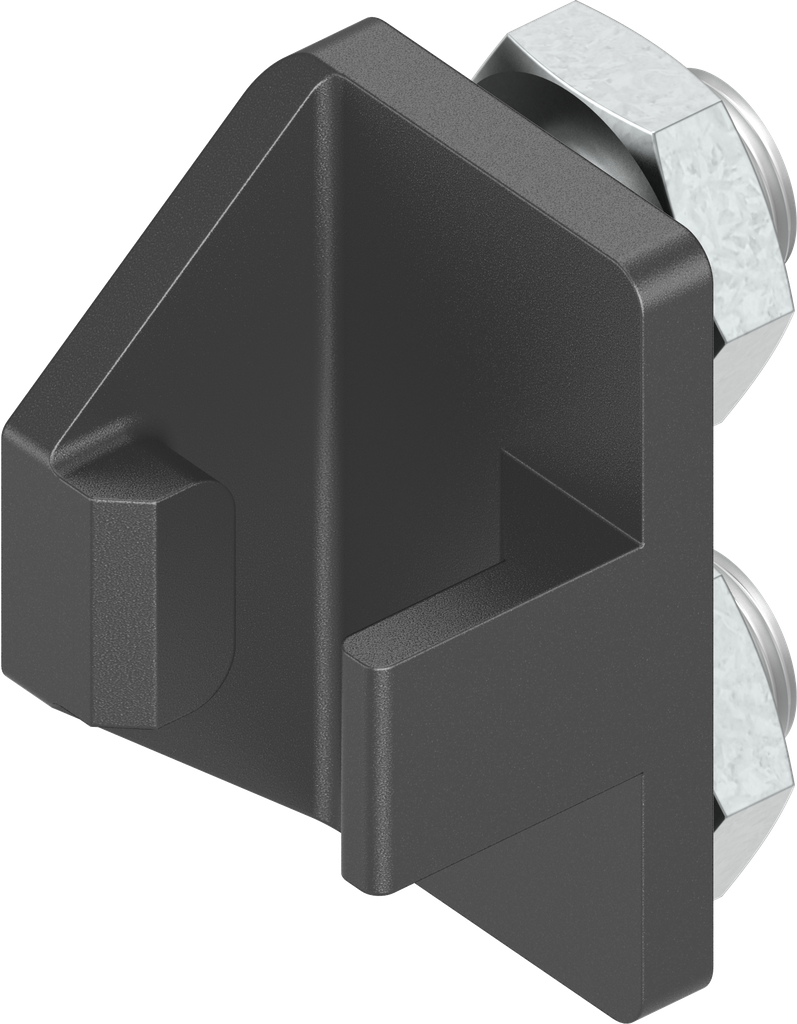 Vergrendeling voor platte stang met draai, Zamak zwart gepoedercoat