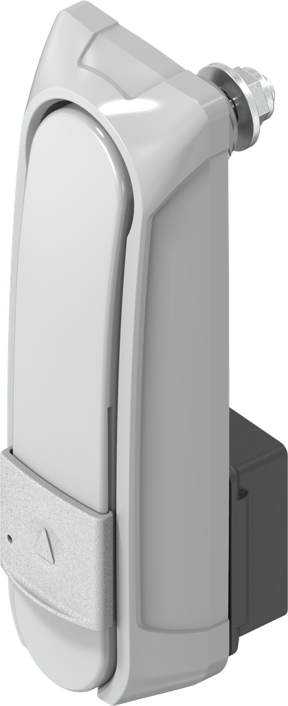 Maneta giratoria "corta" con RC2 para cilindro perfilado 40 mm (A = 30 mm) con posición de cerrojo adicional en 30°, zamak recubierto de polvo gris RAL 7038