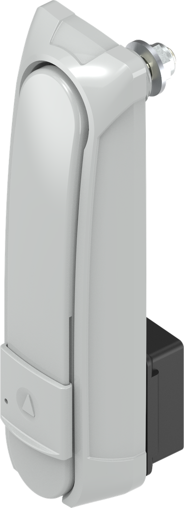 Zwenkgreep "lang" met WK2 voor profiel-halfcilinder 40 mm (A = 30 mm) met stand sluitnok op 30°, Zamak grijs poedergecoat RAL 7038 en anti-graffiti coating