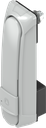 Schwenkgriff "lang" mit RC2, mit elektromechanische Entriegelung und für Profil-Halbzylinder 40 mm oder 45 mm (A = 30 mm oder 45 mm), GD-Zn grau gepulvert RAL 7038 und antigraffiti lackiert