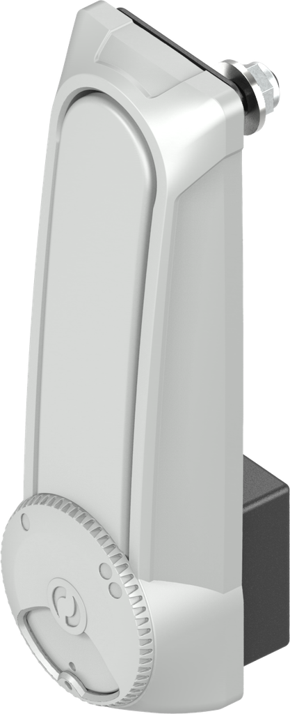 poignée escamotable à double cylindre « longue » avec RC2 pour demi-cylindre 40 mm et 45 mm (A = 30 mm et 35 mm), zamak époxy gris RAL 7038 et revêtement anti-graffiti