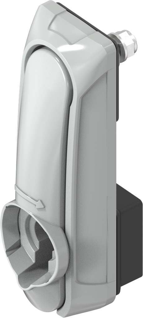 Maneta giratoria "corta" con RC2 para cilindro perfilado iLOQ, zamak recubierto de polvo gris RAL 7038