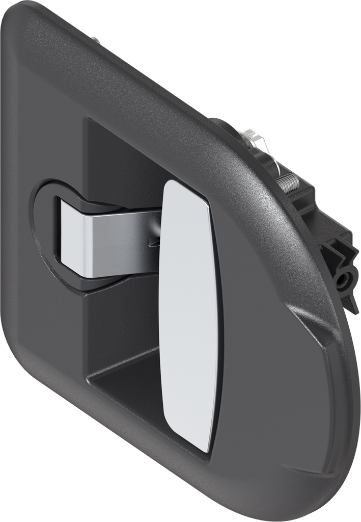 Folding T-handle with compression function blind (non-keyed), Polyamide GF black and zinc die chrome-plated