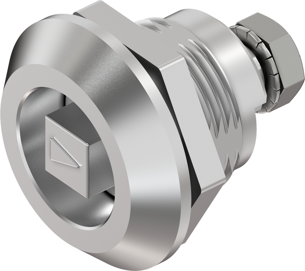 Vibration-resistant quarter turn square 8 with arrow, Stainless steel AISI 316