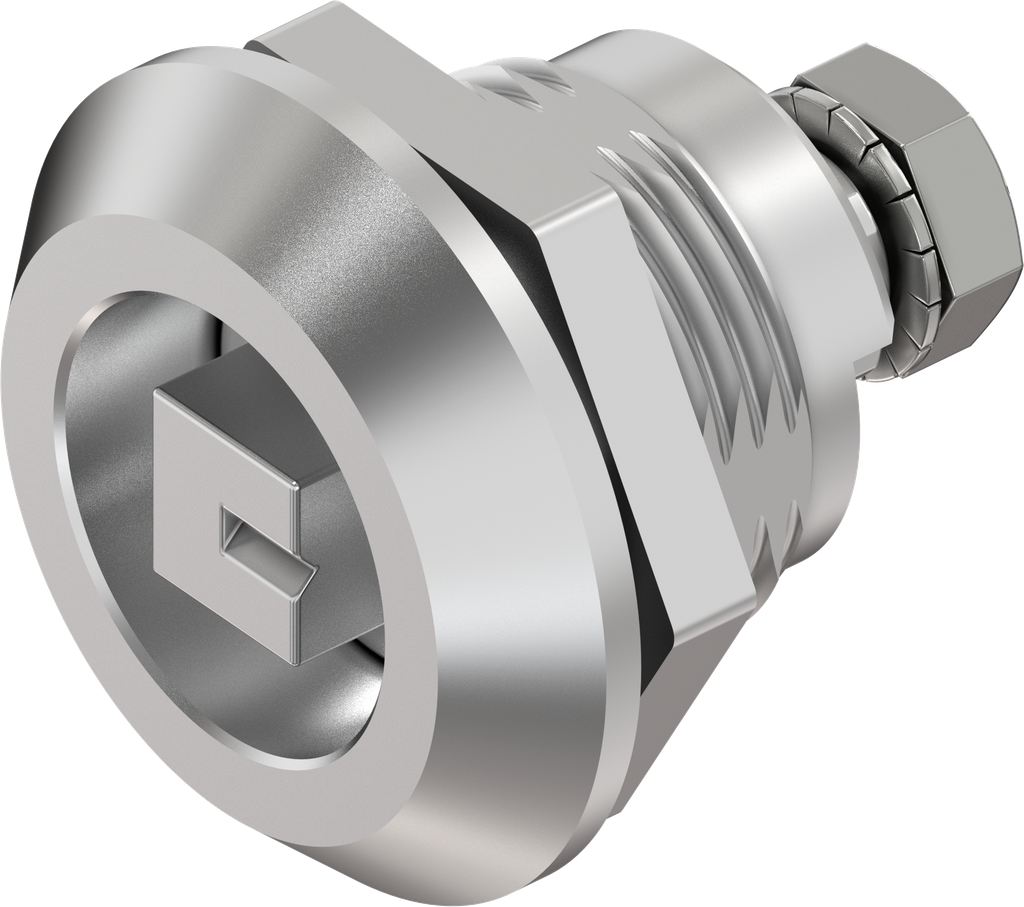 Chiusura 1/4 di giro quadro 8 con riferimento resistente alle vibrazioni, acciaio inox AISI 316