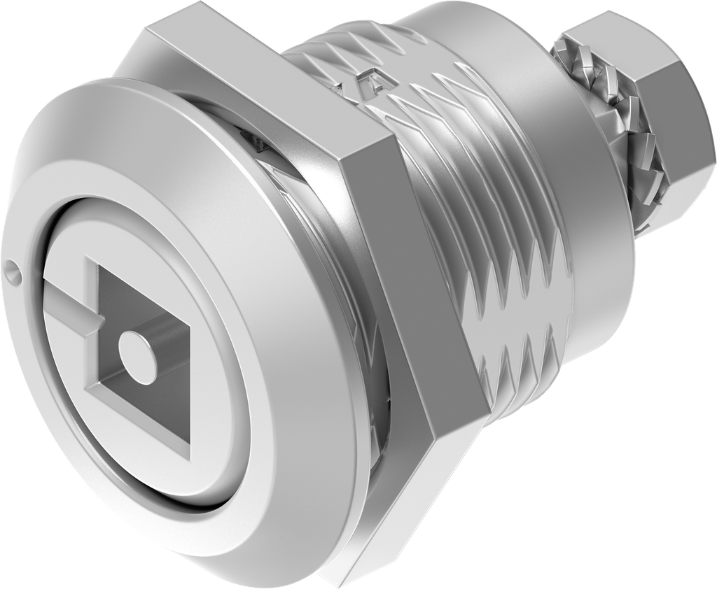 Compression latch square female 7.5 with pin and marking, Stainless steel AISI 316