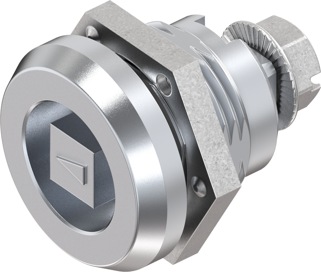 Chiusura 1/4 di giro di sicurezza con quadro 8, ottone e zama cromato