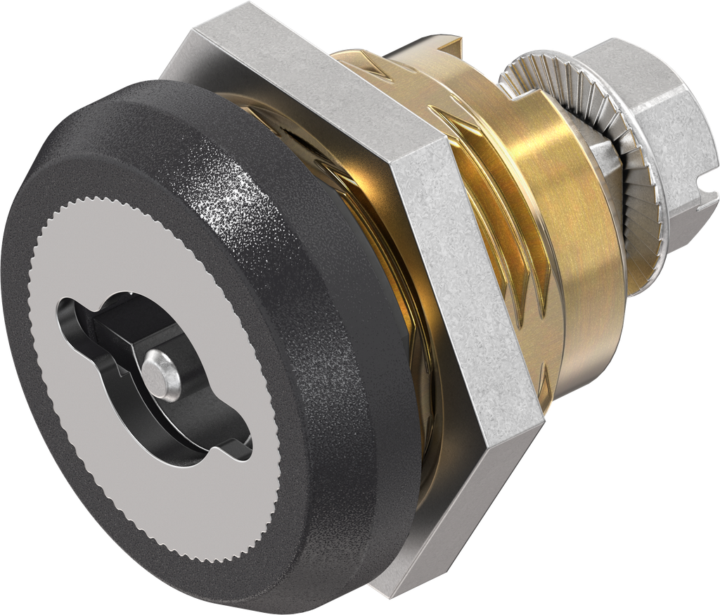 Safety quarter turn double bit 3, right version, Brass and zinc die black powder-coated