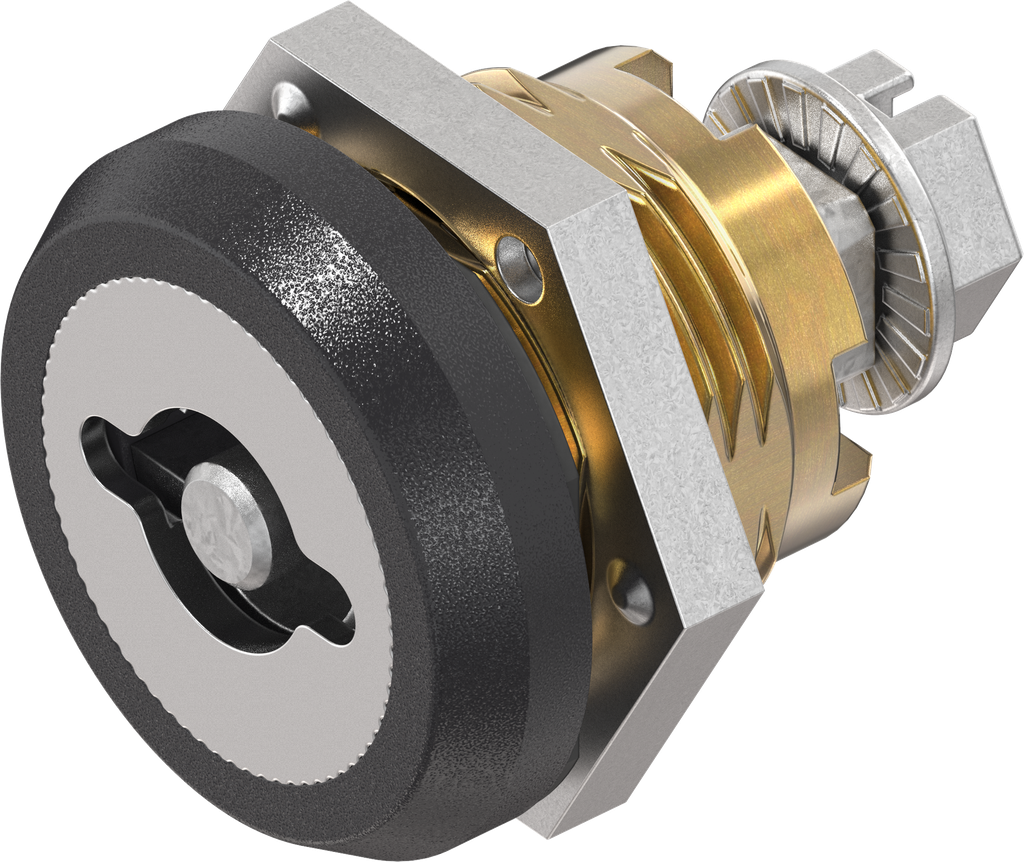 Safety quarter turn double bit 5, left version, Brass and zinc die black powder-coated