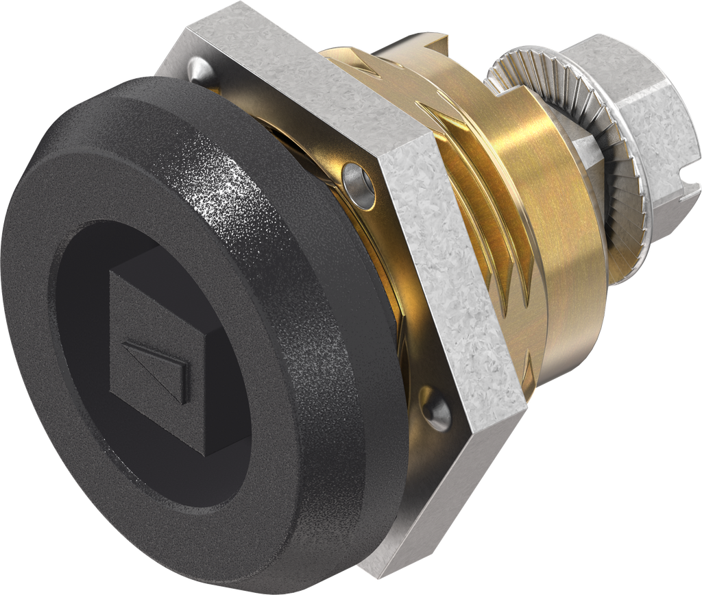 Safety quarter turn square 8, Brass and zinc die black powder-coated