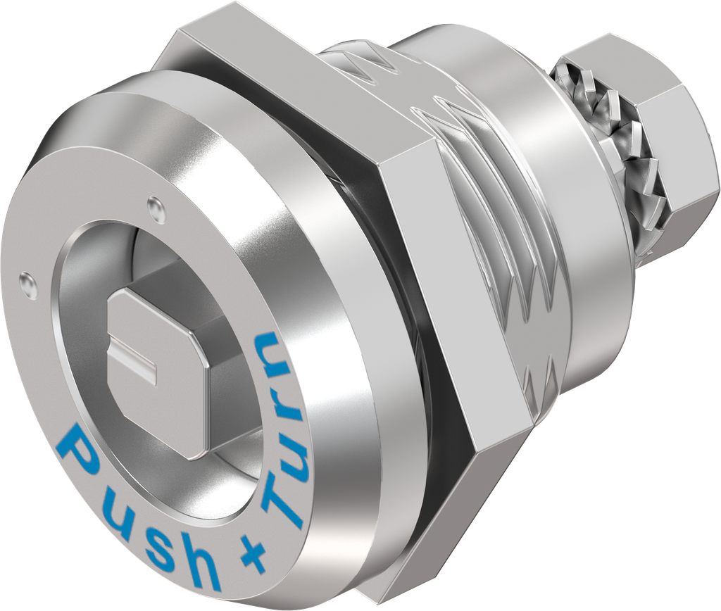 Chiusura 1/4 di giro di sicurezza con quadro 8, acciaio inox AISI 316