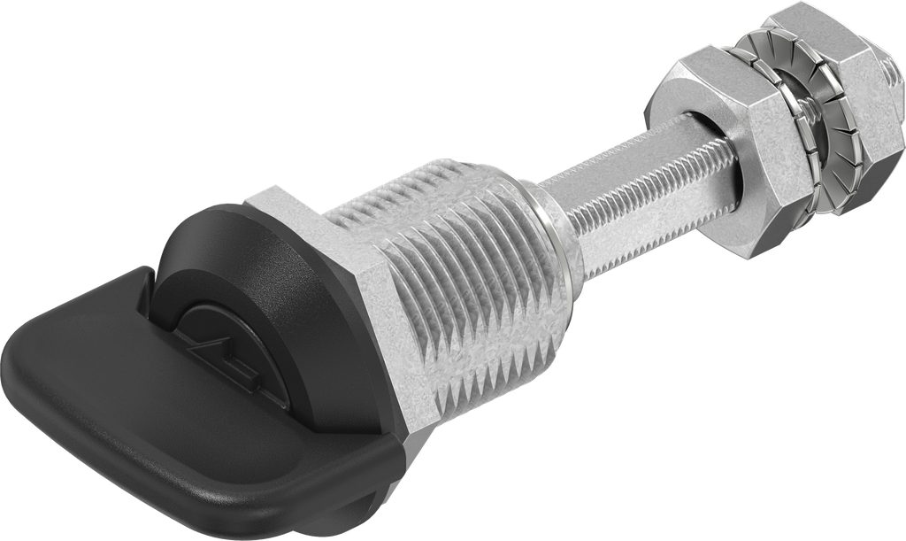 Chiusura 1/4 di giro a compressione con inserto a presa e altezza regolabile della linguetta, zama nero verniciato a polvere