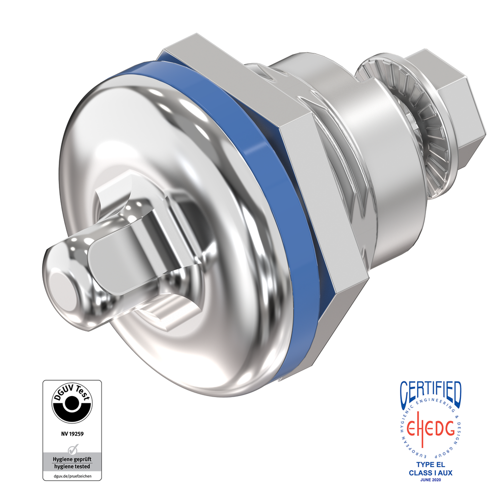 Chiusura 1/4 di giro quadro 8 per settore igienico/sanitario, alimentare e medicale, acciaio inox AISI 316L