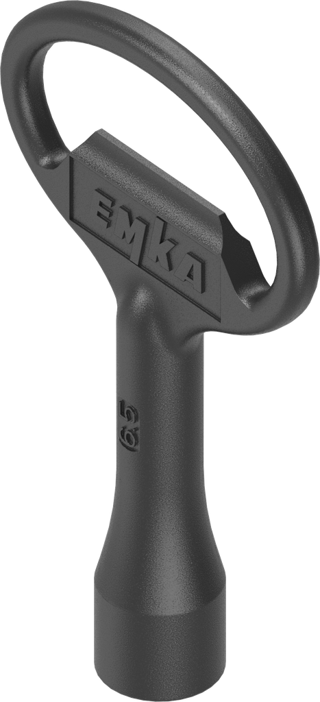 Sleutel voor bediening driekant 6,5 CNOMO type 1, Zamak zwart gepoedercoat
