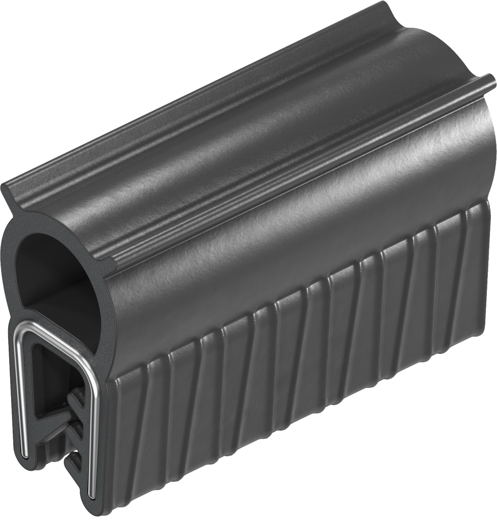 Perfil de junta para montaje a presión, EPDM 45 ± 5 Shore A; perfil base EPDM 60 ± 5 Shore A negro