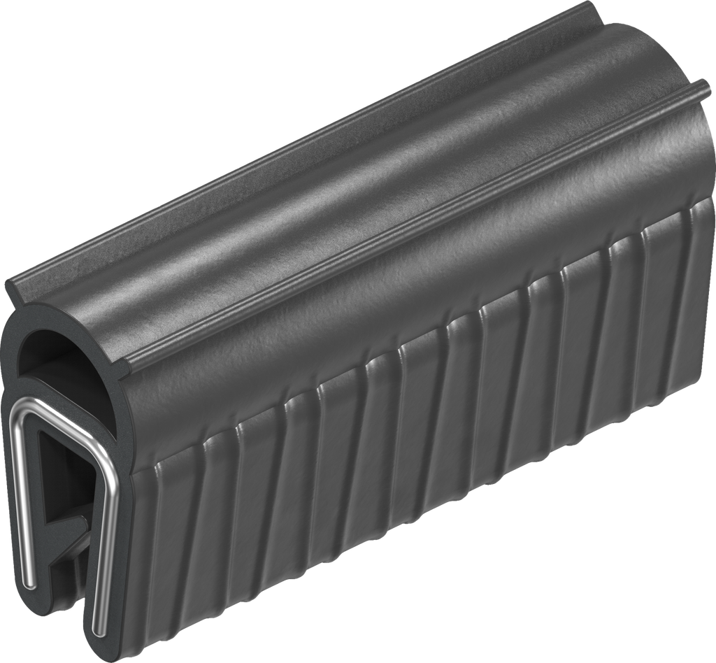 Perfil de junta para montaje a presión, caucho microporoso EPDM; perfil base EPDM 60 ± 5 Shore A negro