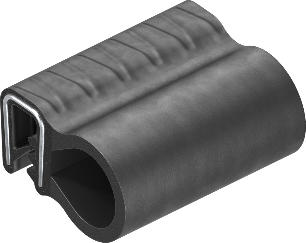 Perfil de junta para montaje a presión, caucho microporoso EPDM; perfil base EPDM 65 ± 5 Shore A negro