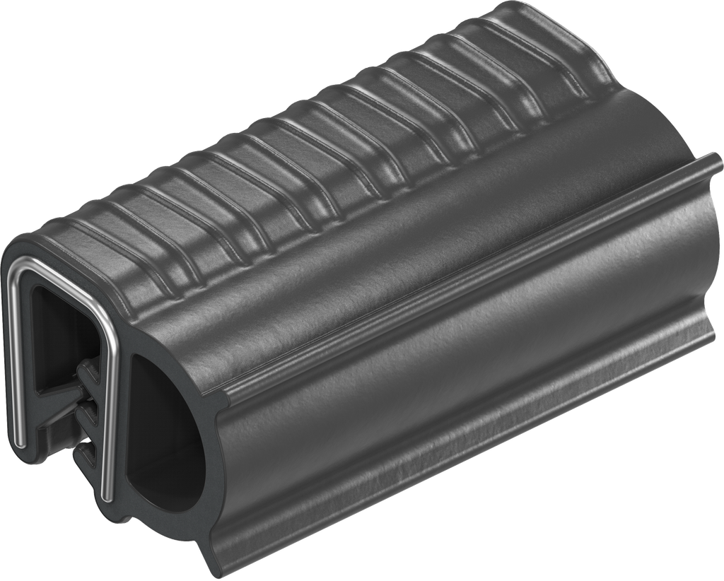 Perfil de junta para montaje a presión, caucho microporoso NBR; perfil base NBR 60 ± 5 Shore A negro