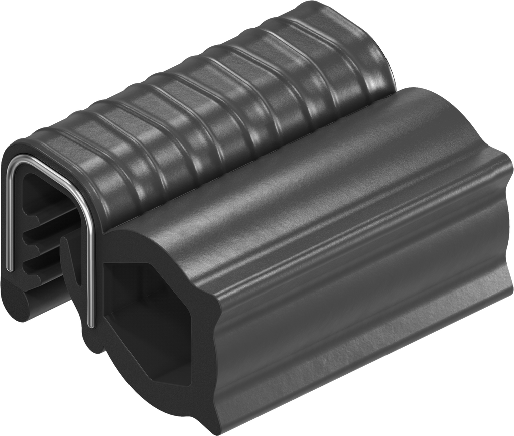 Afdichtprofiel zelfklemmend van brandwerende materiaal, Sponsrubber EPDM; klemprofiel EPDM 60 ± 5 Shore A zwart