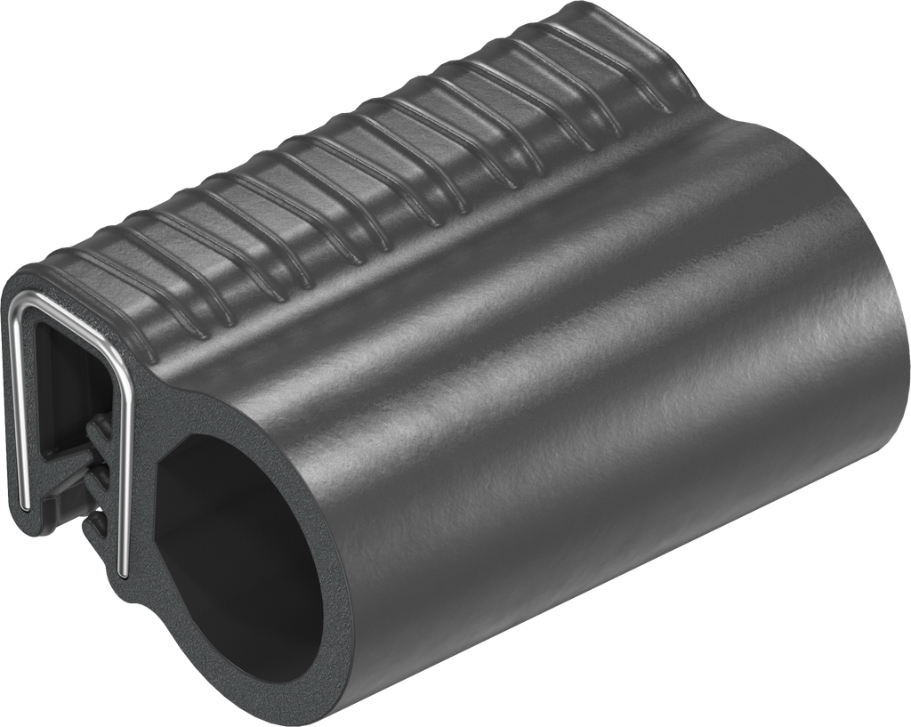 Guarnizione autobloccante in materiale ignifugo, gomma spugnosa EPDM; profilo autobloccante EPDM 65 ± 5 Shore A nero