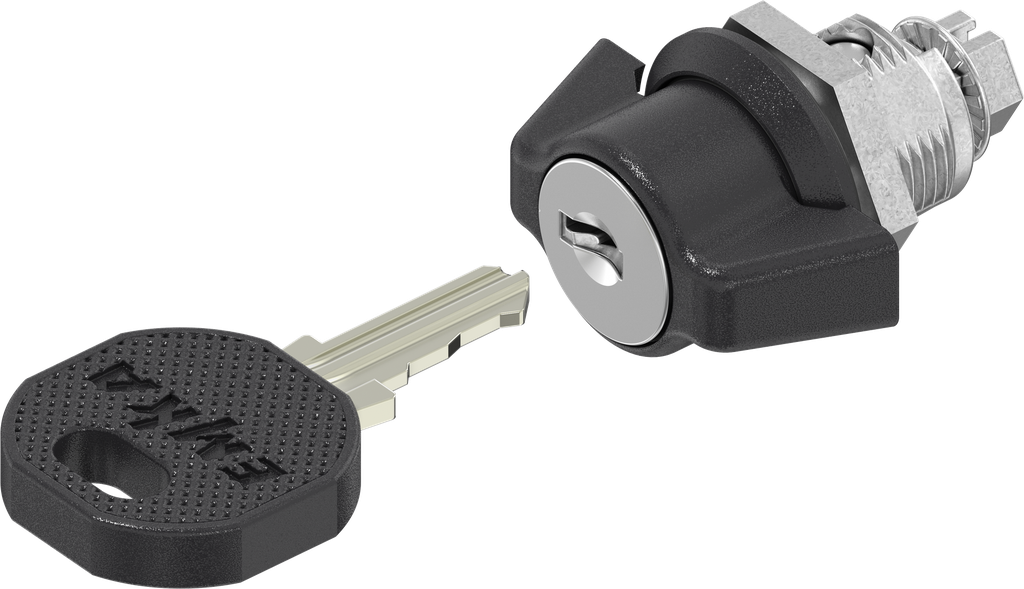 quart de tour papillon clé différente, zamak époxy noir