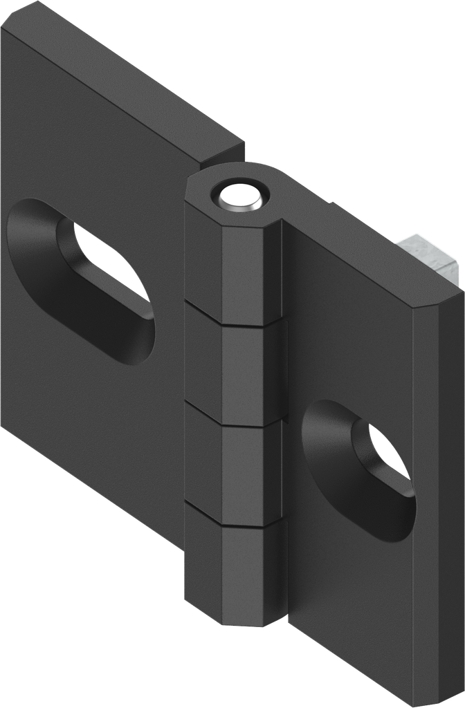 Charnière 180° pour profilés aluminium, zamak époxy noir