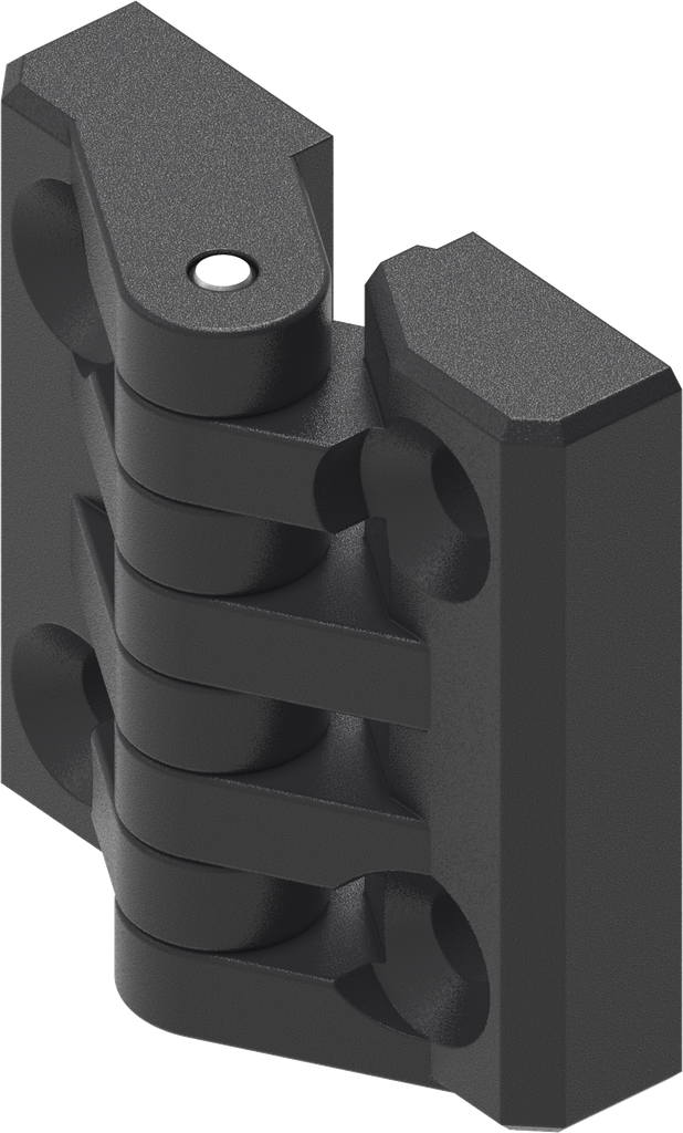 180° Hinge with knuckles, Polyamide GF black; 1056-U37 Dimension 48 x 48 mm