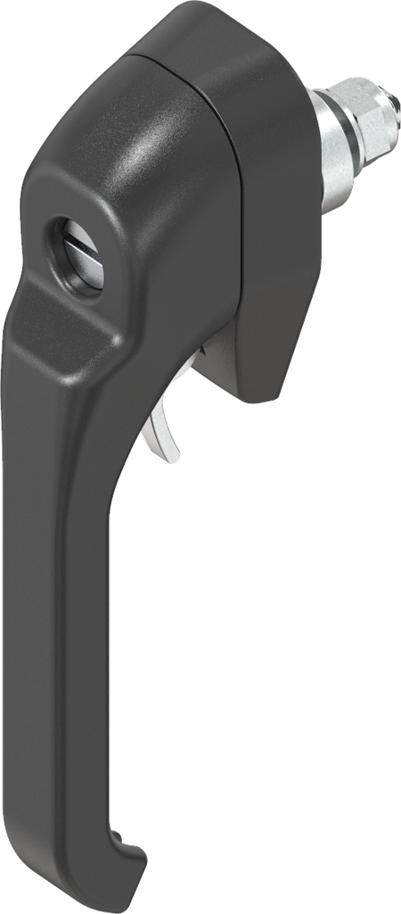 Chiusura a leva intaglio 2x4 e per lucchetto, zama nero verniciato a polvere