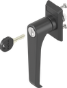capotage avec poignée bec de cane clé différente, polyamide noir et zamak époxy noir