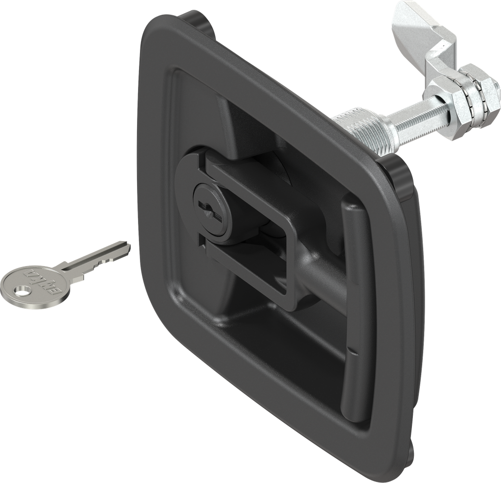 Asa plegable con functión de compresión, llave EK 333, poliamida negro y zamak recubierto de polvo negro