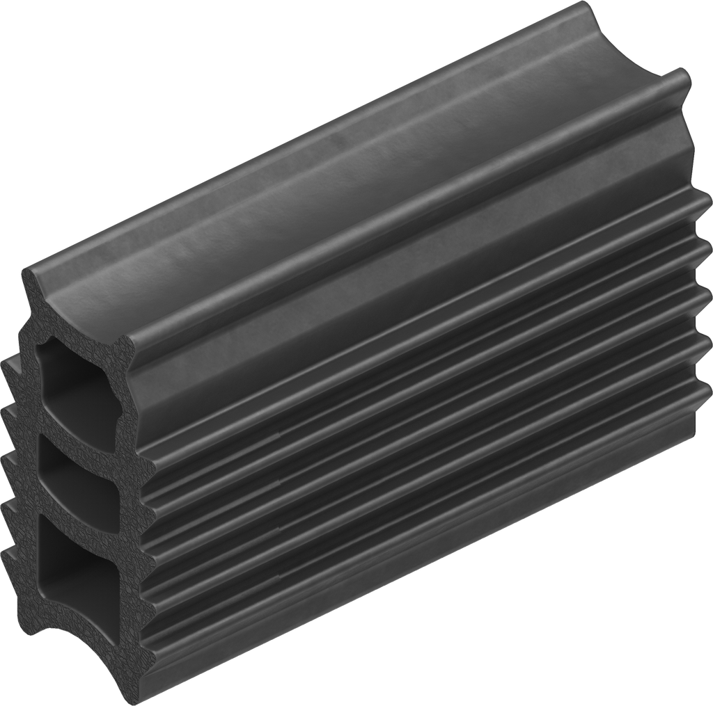 Vierlippenprofil H = 18,5 mm, EPDM 45 ± 5 Shore A schwarz