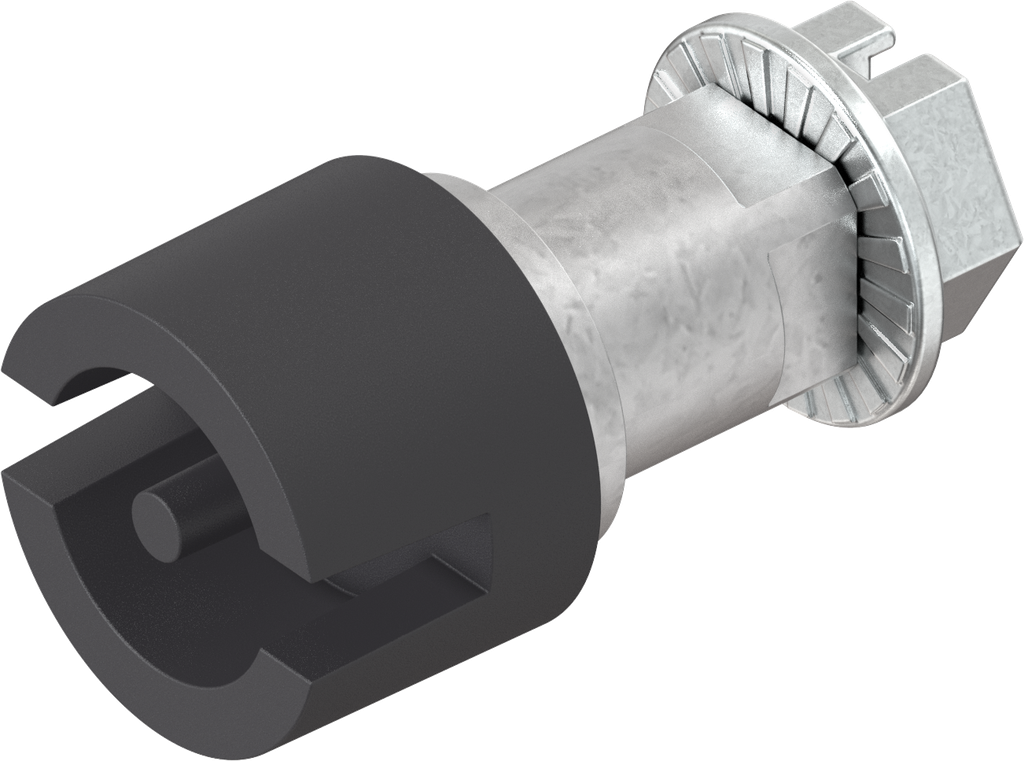 Bediening dubbelbaard 3 mm, Zamak zwart gepoedercoat