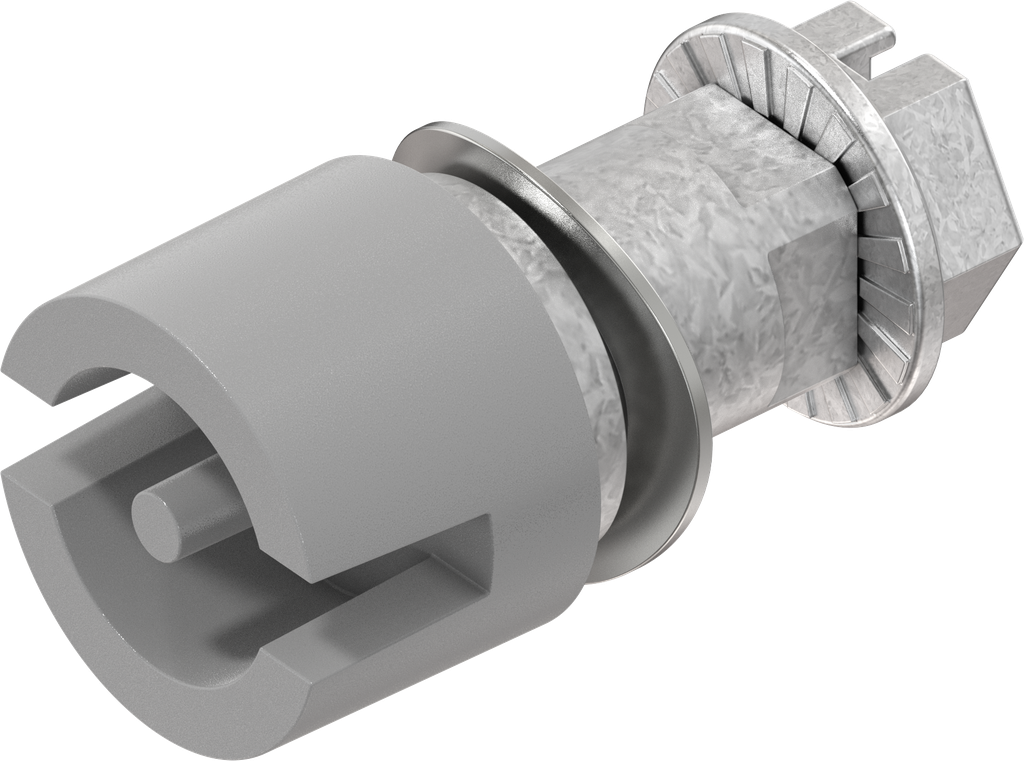 Bediening dubbelbaard 3 mm, Zamak lichtgrijs gepoedercoat