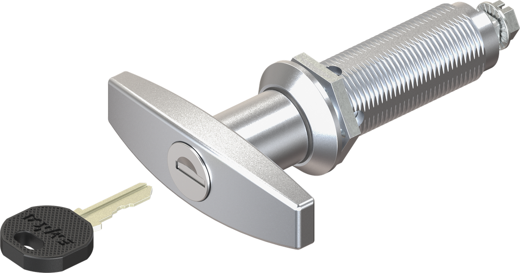 T-handle quarter turn, keyed EK 333, Zinc die chrome-plated; 1000