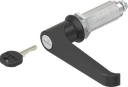 quart de tour avec poignée bec de cane clé différente, zamak et polyamide noir