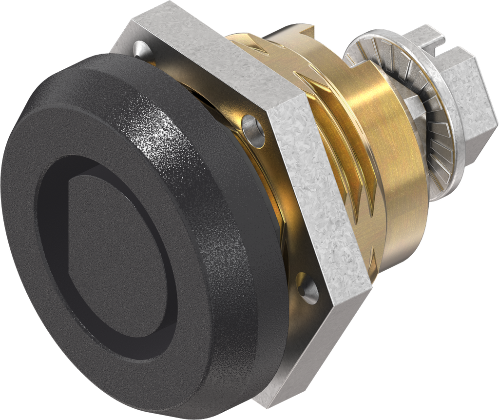 Cuarto de vuelta de seguridad Europa del Este Ø 13 semicircular, latón y zamak recubierto de polvo negro