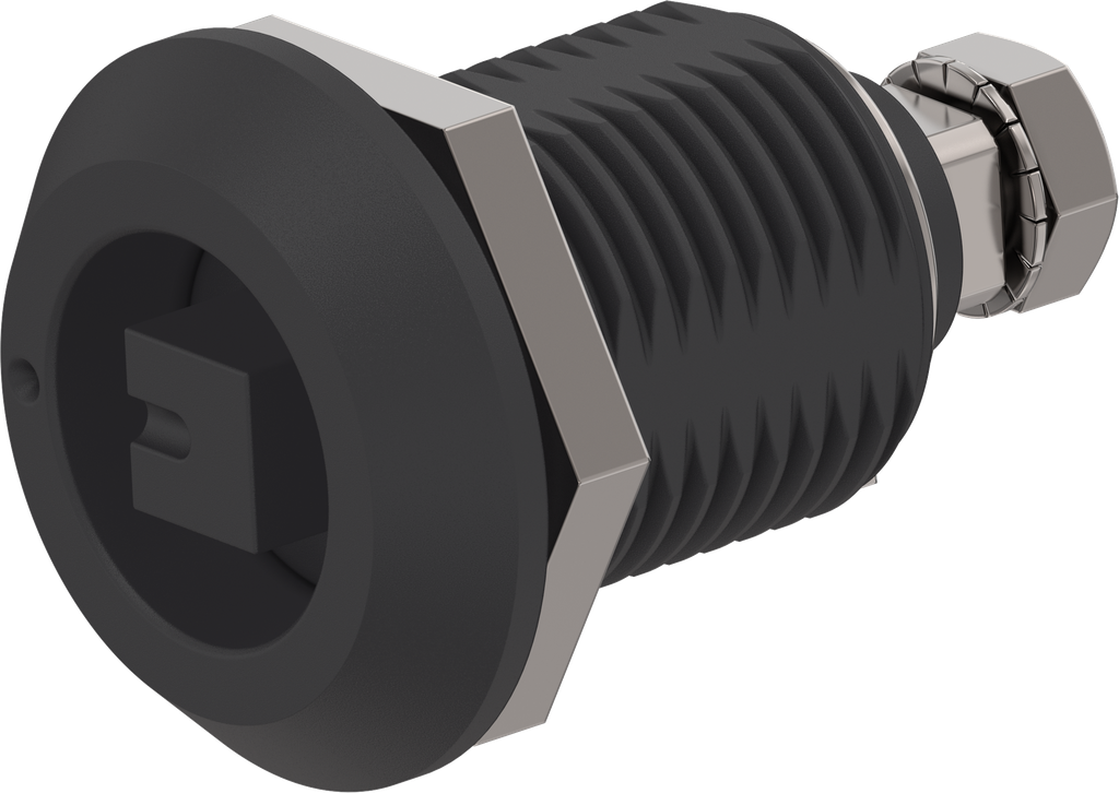 Chiusura 1/4 di giro a compressione quadro 8, acciaio inox AISI 316 nero verniciato a polvere