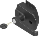Chiusura per porte per montaggio esterno con maniglia a L chiave EK 333, zama nero verniciato a polvere