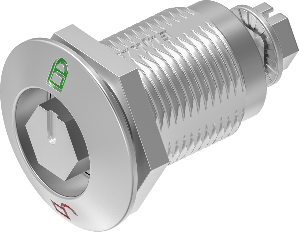 Chiusura 1/4 di giro a compressione esagono esterno SW 11 con riferimento rosso - verde, acciaio inox AISI 316 spazzolato