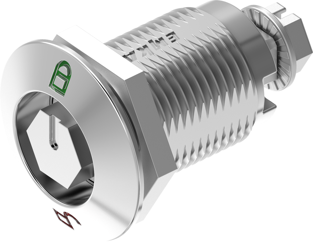 Chiusura 1/4 di giro a compressione esagono esterno SW 11 con riferimento rosso - verde, acciaio inox AISI 316 lucido a specchio