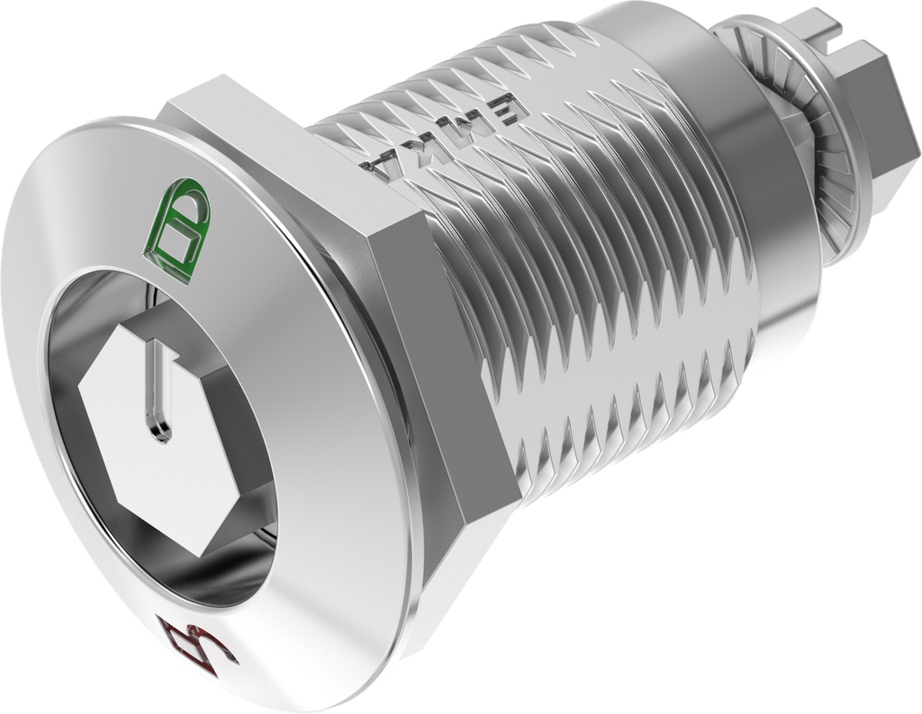 Chiusura 1/4 di giro a compressione esagono esterno SW 11 con riferimento rosso - verde, acciaio inox AISI 316 lucido a specchio