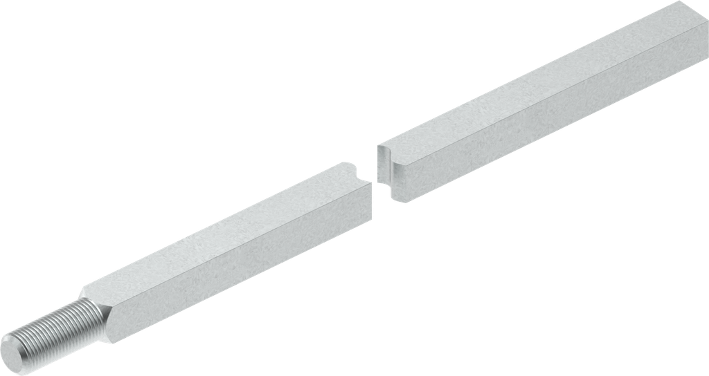 Vierkante stang L = 700 mm, Staal verzinkt