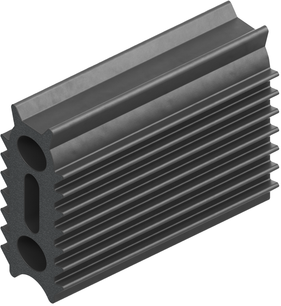 Vierlippenprofil H = 22,5 mm aus Brandschutzmaterial, EPDM schwarz