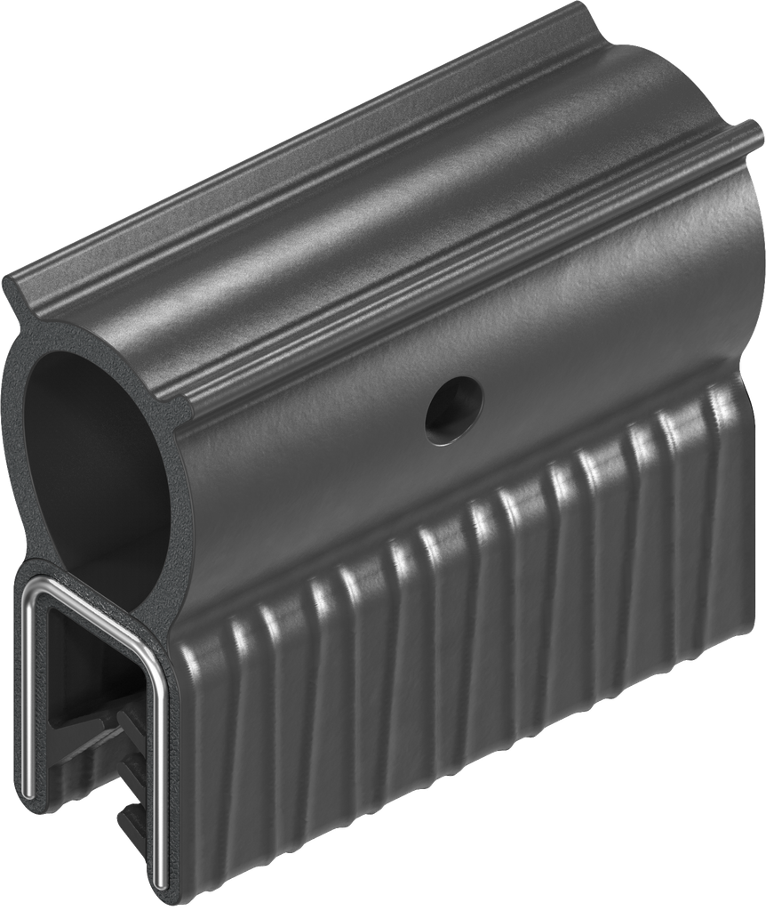 Perfil de junta de material de protección contra incendios para montaje a presión, caucho microporoso EPDM; perfil base EPDM 60 ± 5 Shore A negro